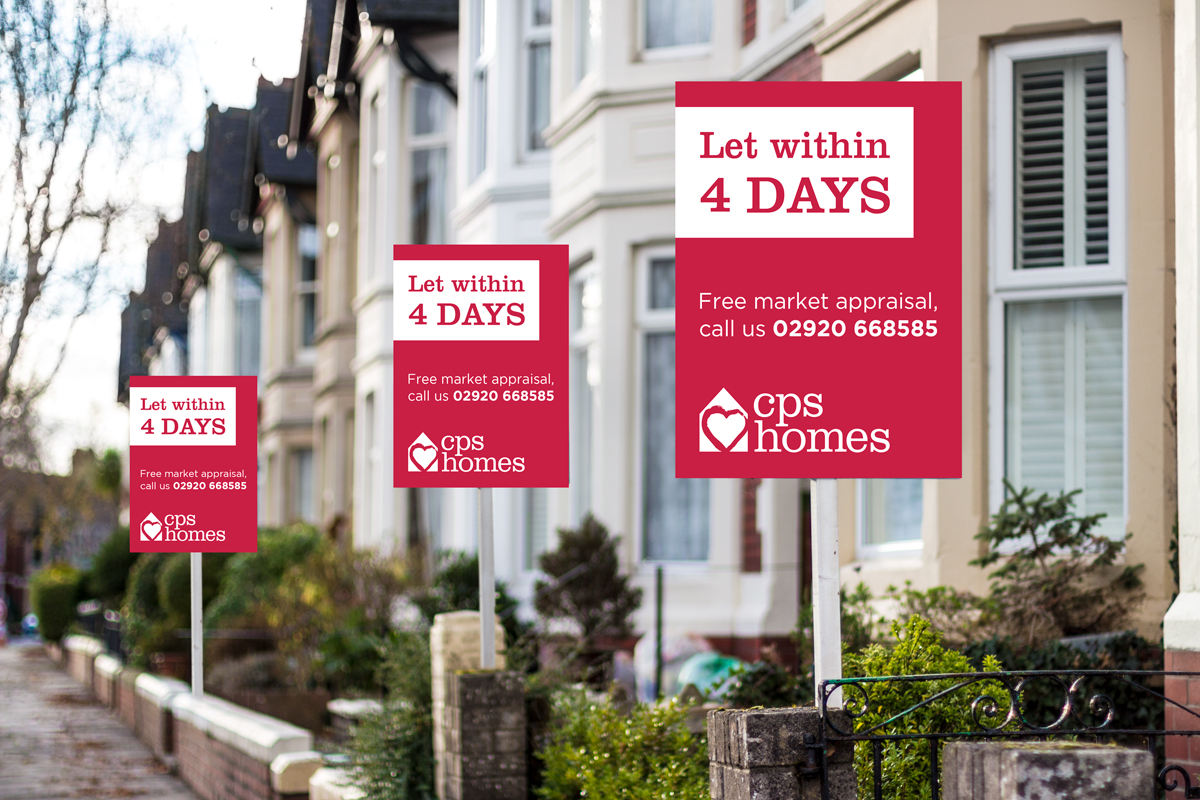 CPS Homes Let within 4 days boards outside houses