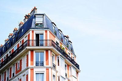 Apartment building with balcony