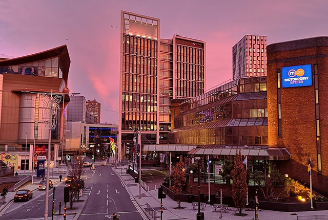 Cardiff City Centre, Motorpoint and Cineworld. Image by Anil Joshi from Pixabay