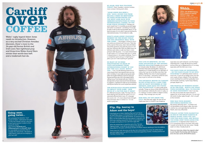 Cwtch Magazine spread on Adam Jones