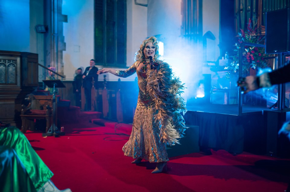 Drag queen in action at St Andrew's Church