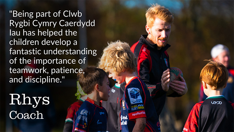 Rhys coach of Clwb Rygbi Cymry Caerdydd Iau