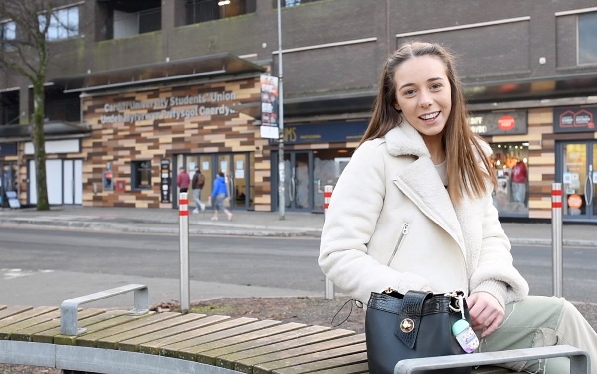 Sophie outside the students union