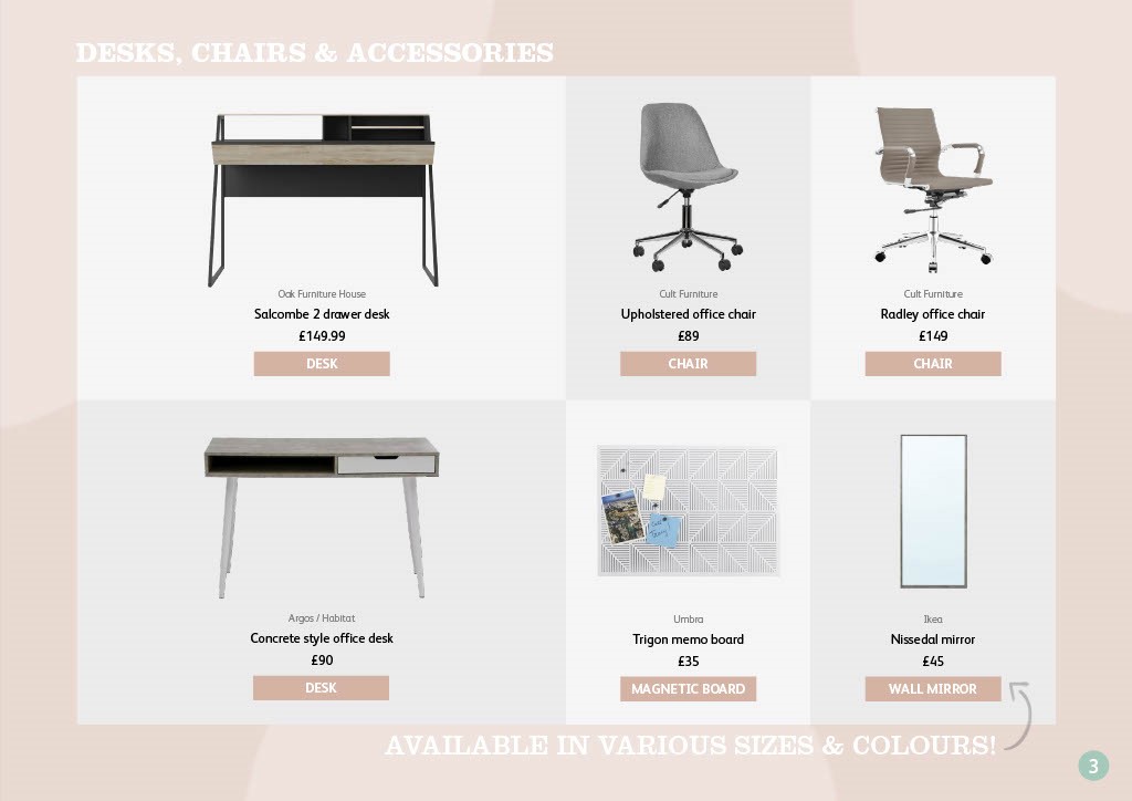 Desks, chairs & accessories