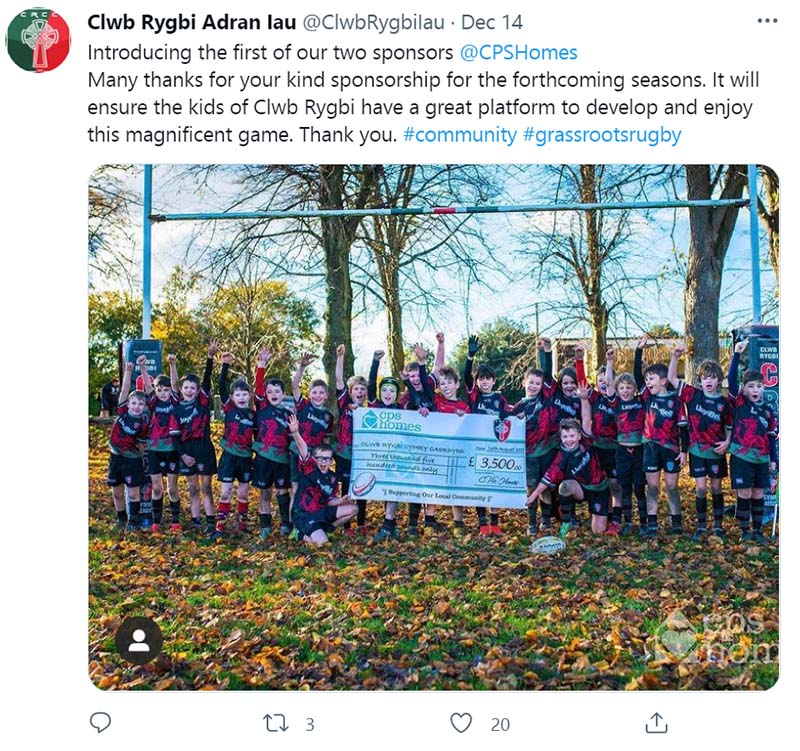 Clwb Rygbi twitter post