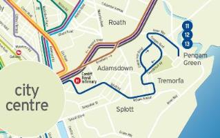 Adamsdown bus map
