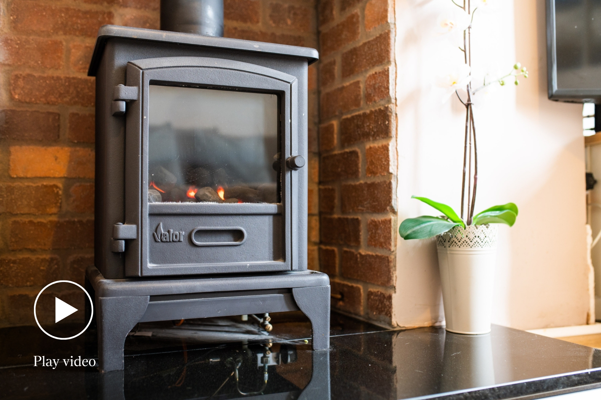 Fireplace with guitar