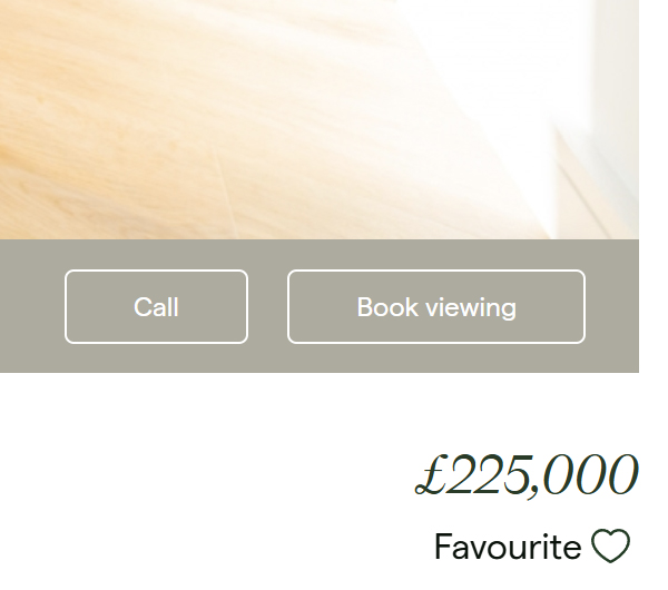 Screenshot showing fav button location below property price